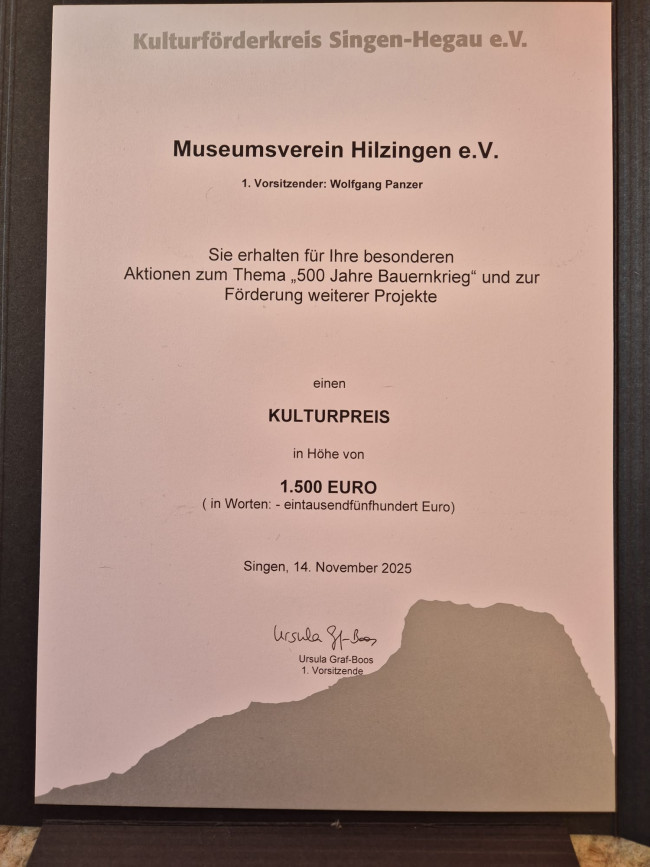 Preisverleihung durch den Kulturförderkreis Singen-Hegau